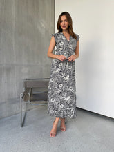 Load image into Gallery viewer, Trissa Navy/White Floral Print Dress