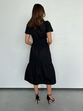 Load image into Gallery viewer, Cyrene Short Sleeve Collared Black Midi Dress