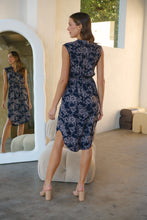 Load image into Gallery viewer, Alma Navy/Blush Print Zip Front Dress
