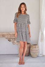 Load image into Gallery viewer, Corinne Tiered Black/White Print Dress