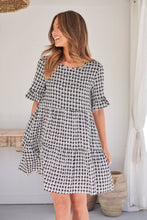 Load image into Gallery viewer, Corinne Tiered Black/White Print Dress