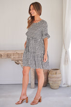 Load image into Gallery viewer, Corinne Tiered Black/White Print Dress