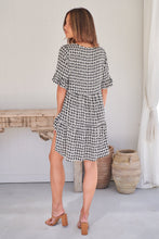 Load image into Gallery viewer, Corinne Tiered Black/White Print Dress