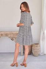Load image into Gallery viewer, Corinne Tiered Black/White Print Dress