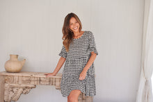 Load image into Gallery viewer, Corinne Tiered Black/White Print Dress