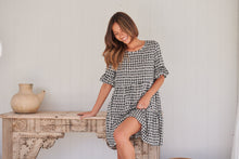 Load image into Gallery viewer, Corinne Tiered Black/White Print Dress