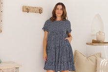 Load image into Gallery viewer, Cely Navy/White Printed Smock Dress