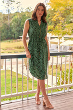 Load image into Gallery viewer, Alma Green/Black Zip Front Dress
