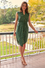 Load image into Gallery viewer, Alma Green/Black Zip Front Dress