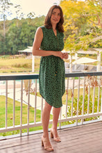 Load image into Gallery viewer, Alma Green/Black Zip Front Dress