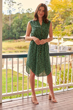 Load image into Gallery viewer, Alma Green/Black Zip Front Dress