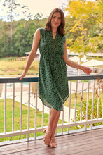 Load image into Gallery viewer, Alma Green/Black Zip Front Dress