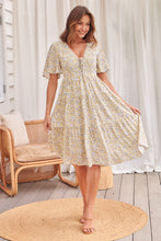 Load image into Gallery viewer, Juliana Yellow Floral Midi Smock