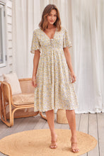 Load image into Gallery viewer, Juliana Yellow Floral Midi Smock