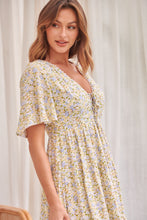 Load image into Gallery viewer, Juliana Yellow Floral Midi Smock