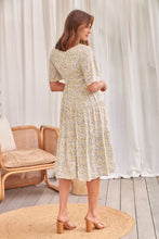 Load image into Gallery viewer, Juliana Yellow Floral Midi Smock