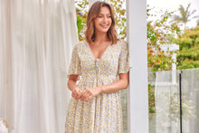 Load image into Gallery viewer, Juliana Yellow Floral Midi Smock
