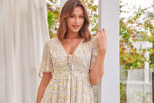 Load image into Gallery viewer, Juliana Yellow Floral Midi Smock