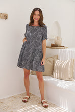 Load image into Gallery viewer, Dulcie Navy/White Tierred Summer Smock Dress