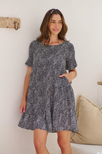 Load image into Gallery viewer, Dulcie Navy/White Tierred Summer Smock Dress