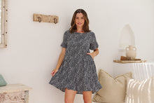 Load image into Gallery viewer, Dulcie Navy/White Tierred Summer Smock Dress