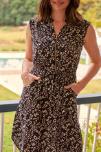 Load image into Gallery viewer, Alma Black/Cream Zip Front Dress