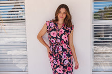 Load image into Gallery viewer, Trissa Navy/Pink Floral Print Dress