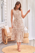 Load image into Gallery viewer, Naomi Tan/White Aztec Print S/Less Dress