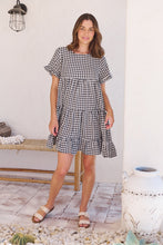 Load image into Gallery viewer, Dani White/Black Gingham Print Smock Dress