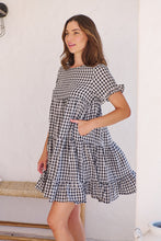 Load image into Gallery viewer, Dani White/Black Gingham Print Smock Dress