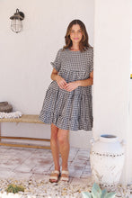 Load image into Gallery viewer, Dani White/Black Gingham Print Smock Dress