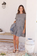Load image into Gallery viewer, Dani White/Black Gingham Print Smock Dress