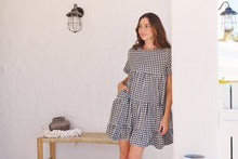 Load image into Gallery viewer, Dani White/Black Gingham Print Smock Dress
