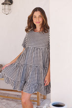 Load image into Gallery viewer, Dani White/Black Gingham Print Smock Dress