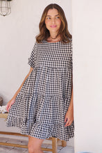 Load image into Gallery viewer, Dani White/Black Gingham Print Smock Dress