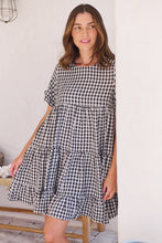 Load image into Gallery viewer, Dani White/Black Gingham Print Smock Dress