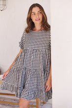 Load image into Gallery viewer, Dani White/Black Gingham Print Smock Dress