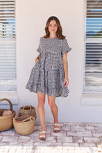 Load image into Gallery viewer, Dani White/Black Gingham Print Smock Dress
