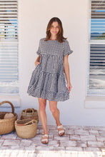 Load image into Gallery viewer, Dani White/Black Gingham Print Smock Dress