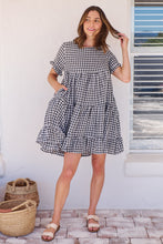 Load image into Gallery viewer, Dani White/Black Gingham Print Smock Dress