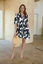 Load image into Gallery viewer, Tahli Navy White Print Smock Dress