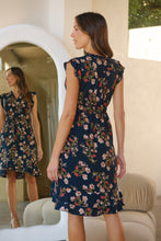 Load image into Gallery viewer, Maggie Navy/Red/Brown Floral Midi Dress