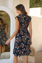 Load image into Gallery viewer, Maggie Navy/Red/Brown Floral Midi Dress