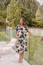 Load image into Gallery viewer, Alejandra Black/Off White Print V Neck Smock