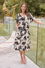 Load image into Gallery viewer, Alejandra Black/Off White Print V Neck Smock