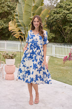 Load image into Gallery viewer, Alejandra Blue/Off White Print V Neck Smock