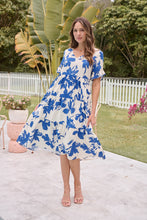 Load image into Gallery viewer, Alejandra Blue/Off White Print V Neck Smock