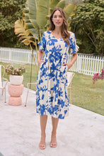 Load image into Gallery viewer, Alejandra Blue/Off White Print V Neck Smock