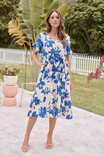 Load image into Gallery viewer, Alejandra Blue/Off White Print V Neck Smock