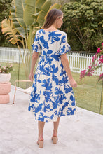 Load image into Gallery viewer, Alejandra Blue/Off White Print V Neck Smock